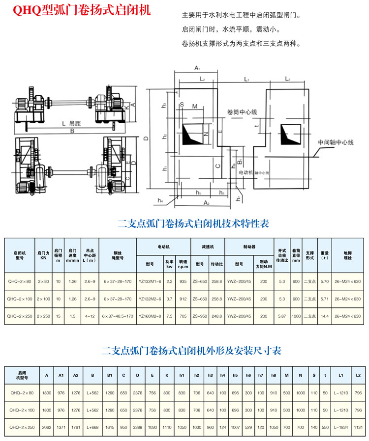 QHQ型二點(diǎn)弧門卷?yè)P(yáng)式啟閉機(jī)